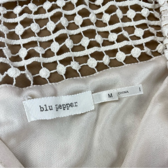 Blu Pepper Cream Lace Floral Romper Long Sleeve Shorts Outfit Women Medium - Picture 2 of 7